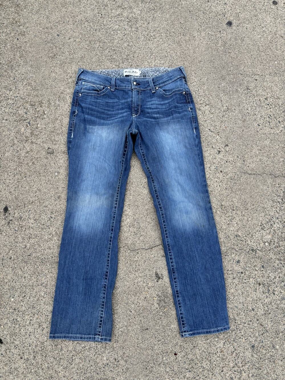 Ariat R.E.A.L Mid Rise Stretch Jeans Size 33R Dark Wash